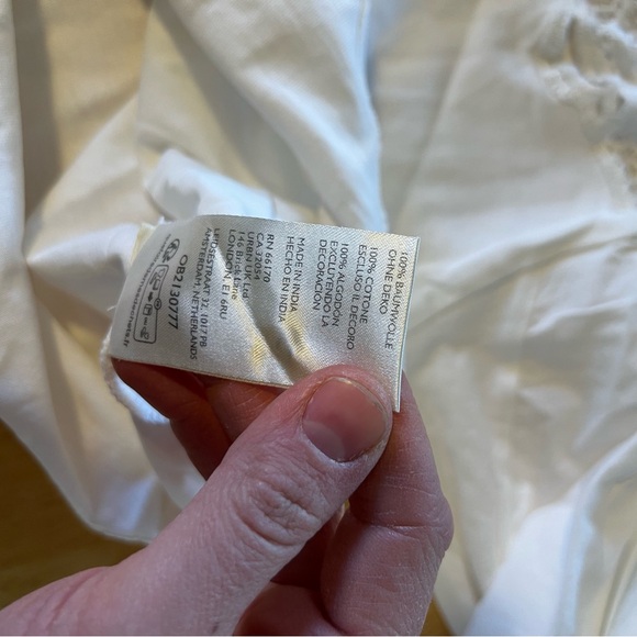 Maeve Anthropologie puff-sleeve Collard Yoke White Lace Detail Blouse - Picture 8 of 9